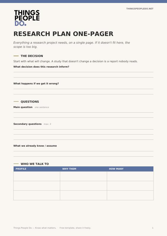 Research plan one-pager preview